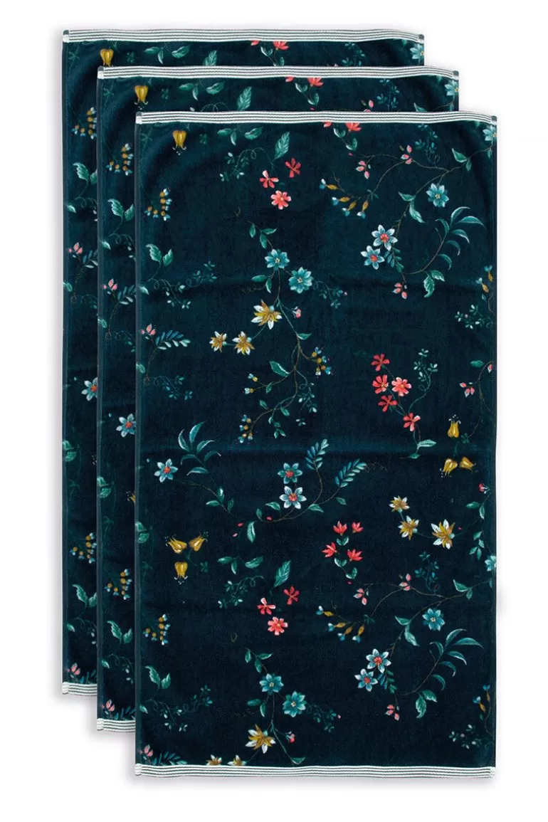 Handtücher<Pip Studio Badetuch Set/3 Les Fleurs Dunkel 55X100 Cm Blau