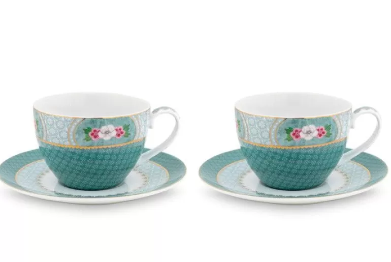 Tasse & Untertasse<Pip Studio Blushing Birds Set/2 Cappuccino Tassen & Untertassen Blau