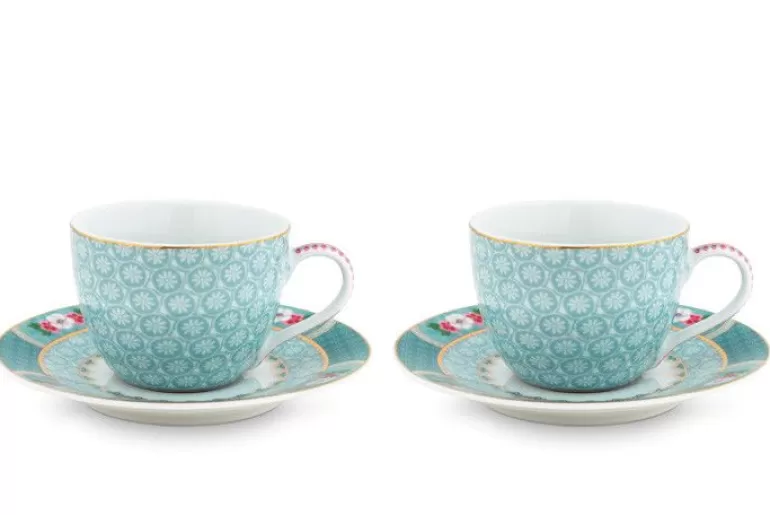 Tasse & Untertasse<Pip Studio Blushing Birds Set/2 Espresso Tassen & Untertassen Blau