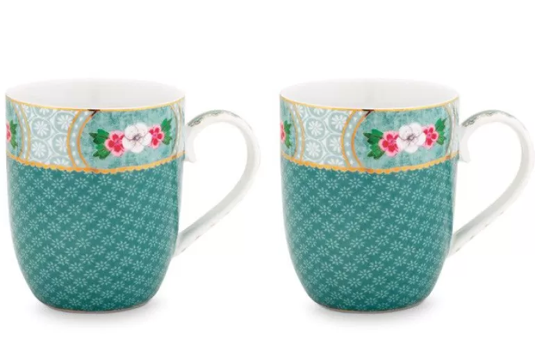 Kaffeetassen<Pip Studio Blushing Birds Set/2 Tassen Klein Blau