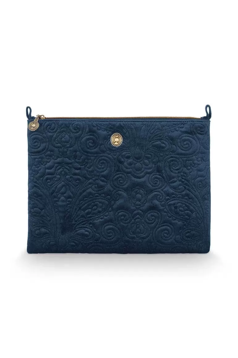 Necessaire<Pip Studio Flaches Necessaire Gross Samt Quiltey Days Blau