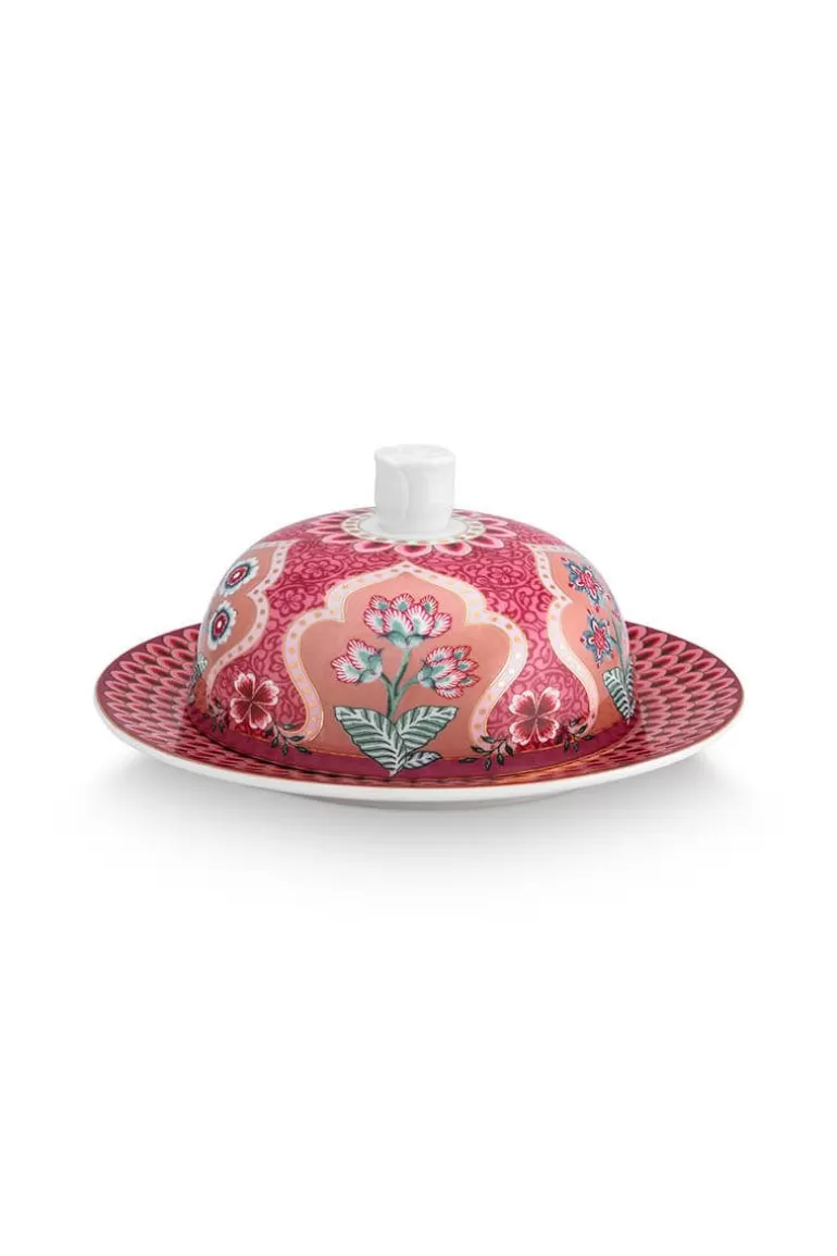 Butterschalen<Pip Studio Flower Festival Butterschale Runden Deco Dunkel Rosa