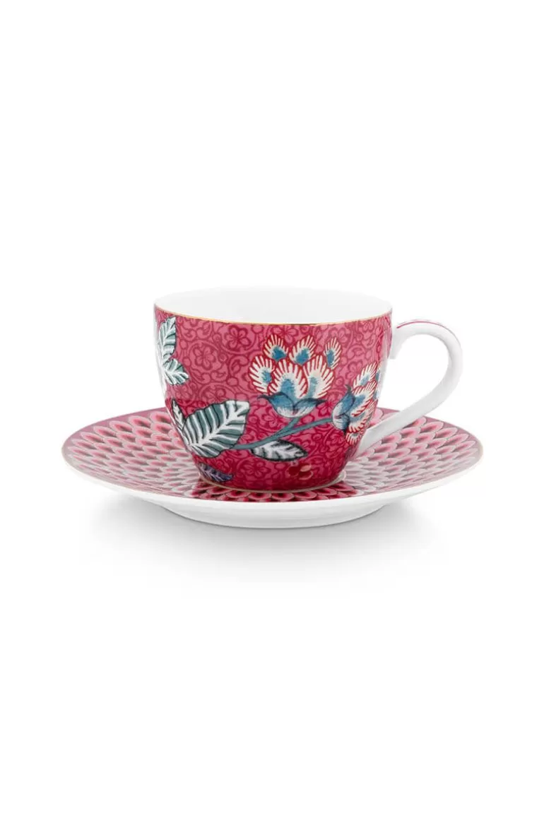 Tasse & Untertasse<Pip Studio Flower Festival Espresso Tasse & Undertasse Dunkel Rosa