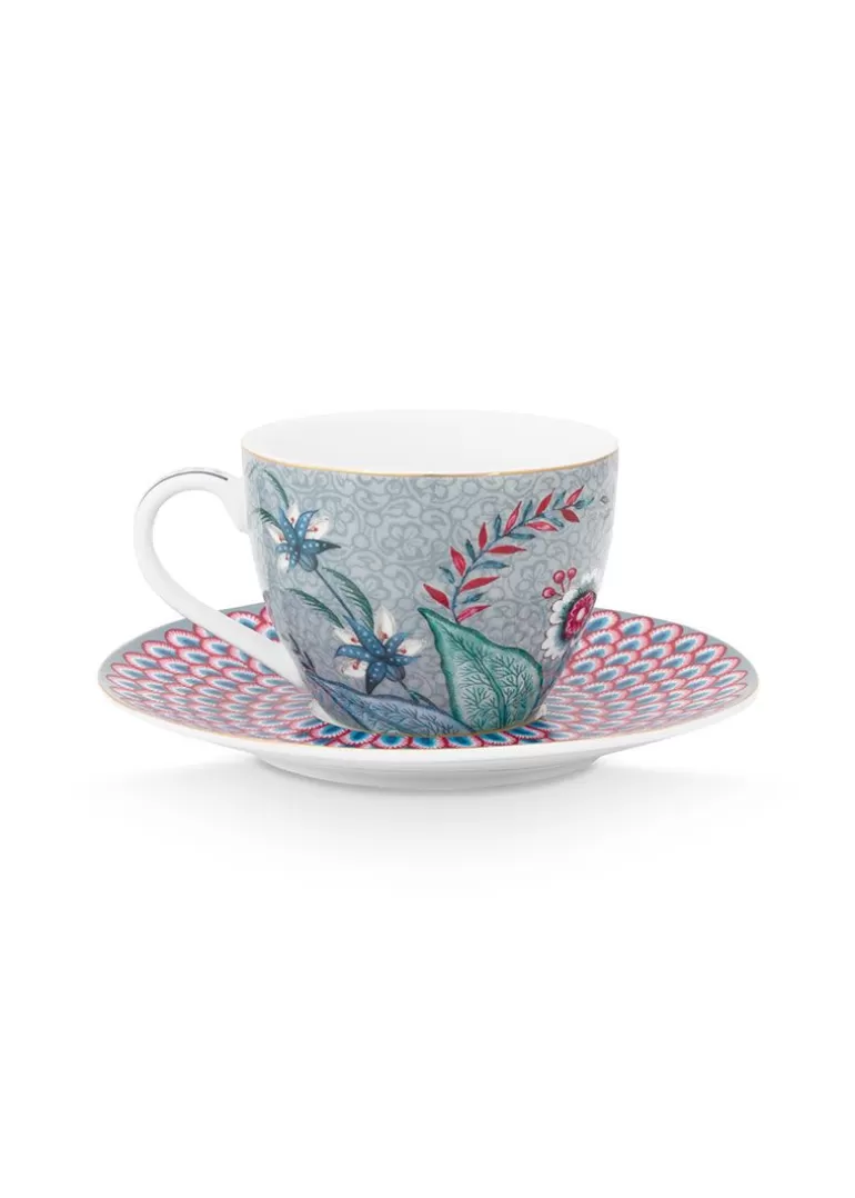 Tasse & Untertasse<Pip Studio Flower Festival Espresso Tasse & Undertasse Hell Blau