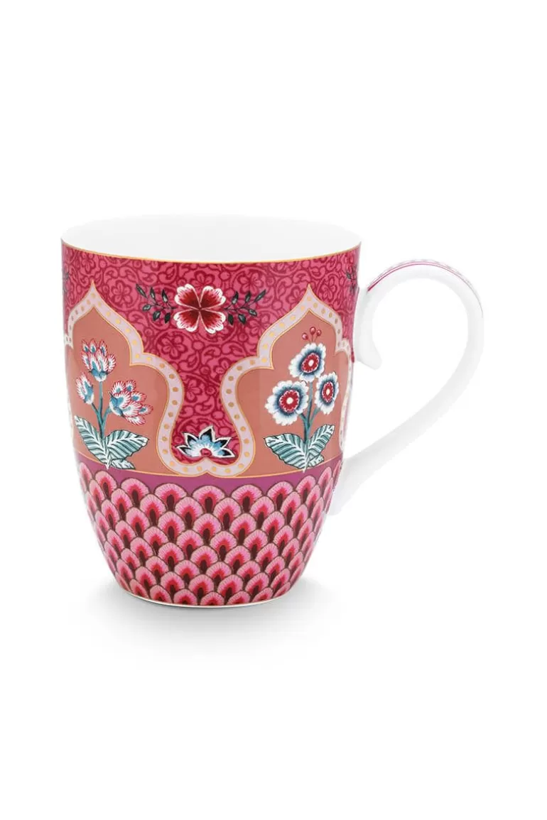 Teetassen<Pip Studio Flower Festival Tasse Gross Deco Dunkel Rosa