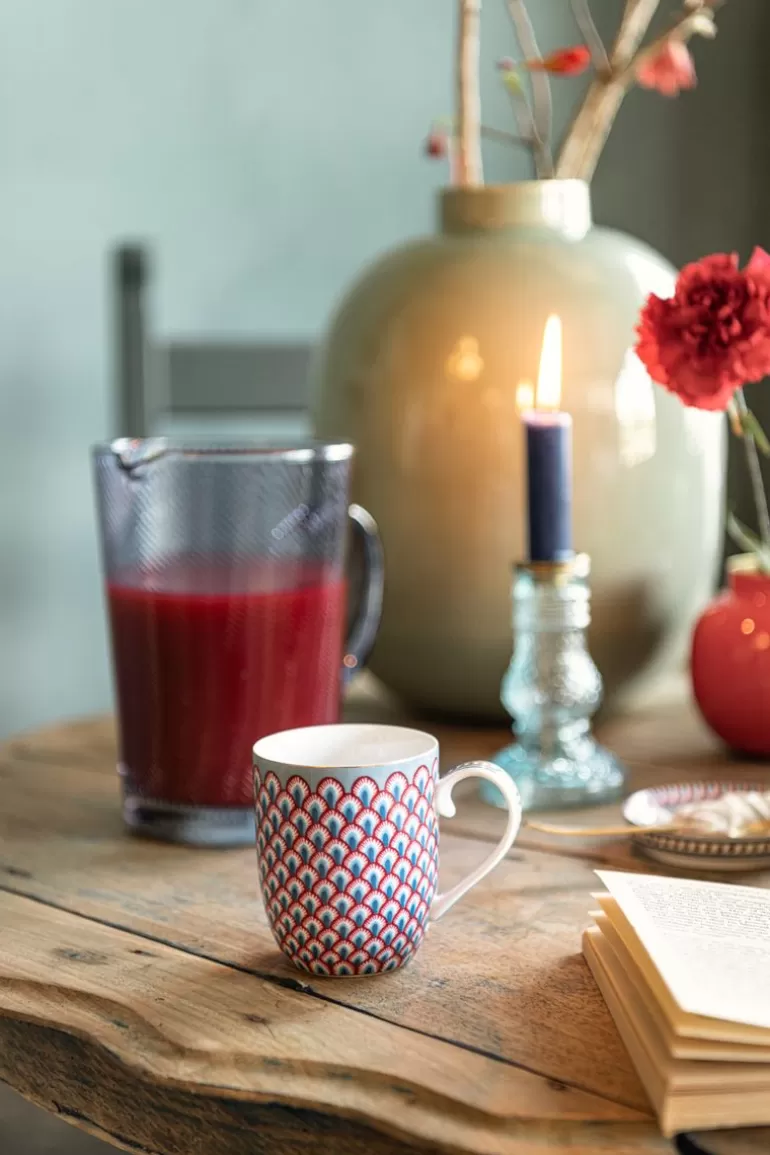 Kaffeetassen<Pip Studio Flower Festival Tasse Klein Rot/Hellblau Mehrfarbig