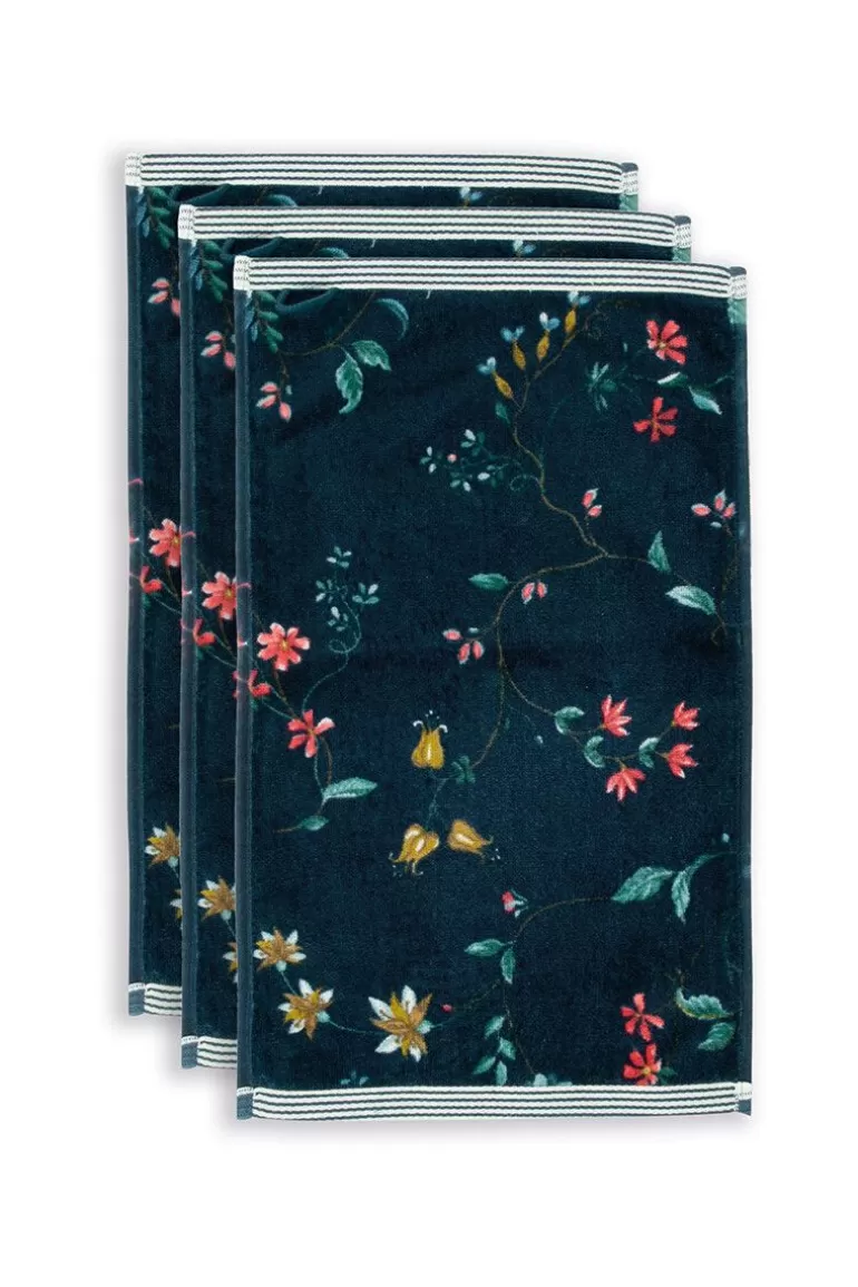 Gästetücher<Pip Studio Gastehandtuch Set/3 Les Fleurs Dunkel 30X50 Cm Blau