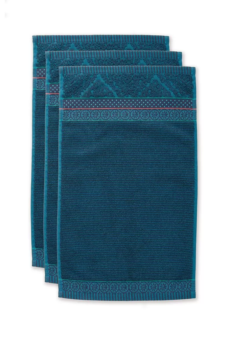 Gästetücher<Pip Studio Gastehandtuch Set/3 Soft Zellige Dunkel 30X50 Cm Blau