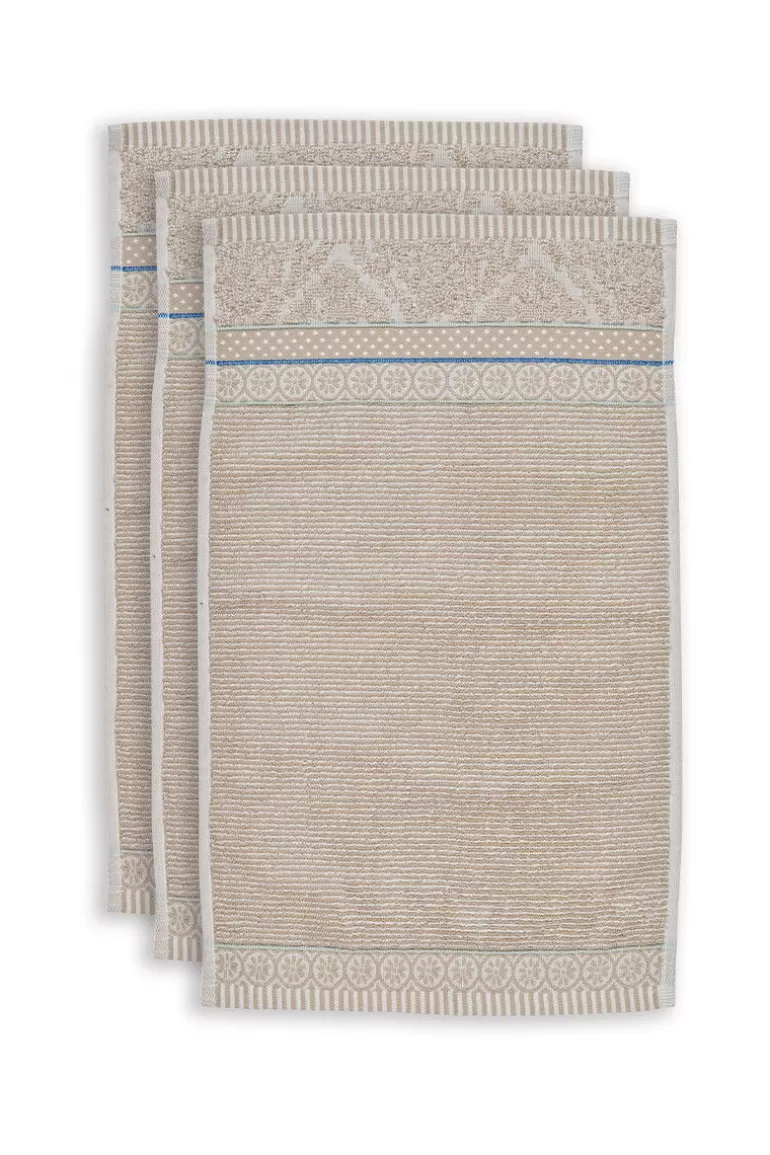 Gästetücher<Pip Studio Gastehandtuch Set/3 Soft Zellige 30X50 Cm Khaki