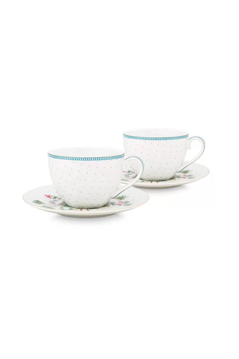 Porzellan Sets<Pip Studio Jolie Set/2 Cappuccino Tasse & Untertasse Dots Gold