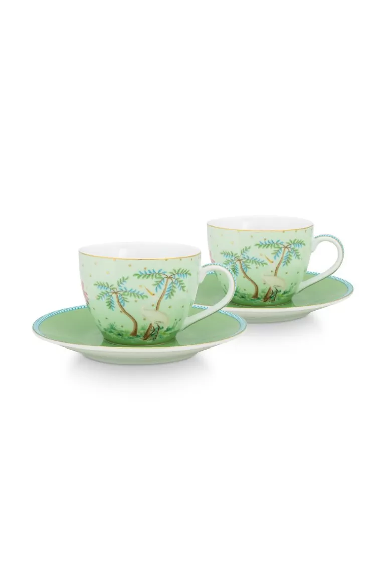 Porzellan Sets<Pip Studio Jolie Set/2 Espresso Tasse & Undertasse Grun