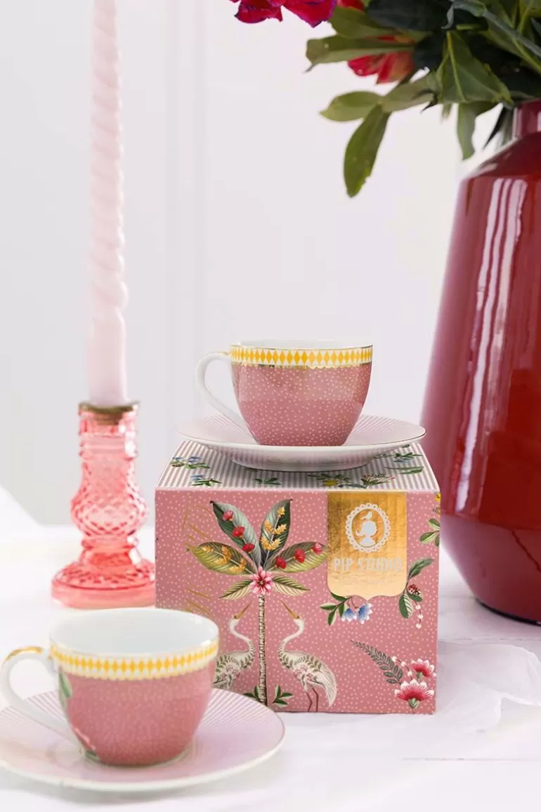 Espresso Tasse<Pip Studio La Majorelle Set/2 Espresso Tassen & Untertassen Rosa