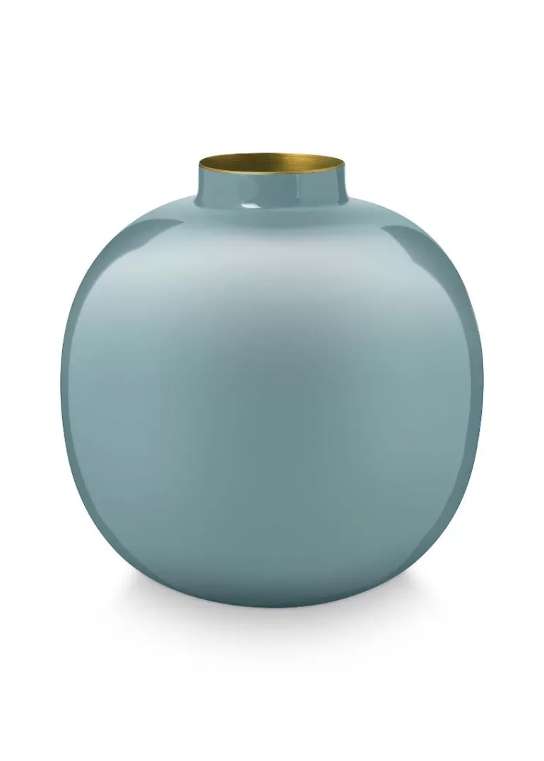 Grose Vasen<Pip Studio Metall Vase Hell 23 Cm Blau