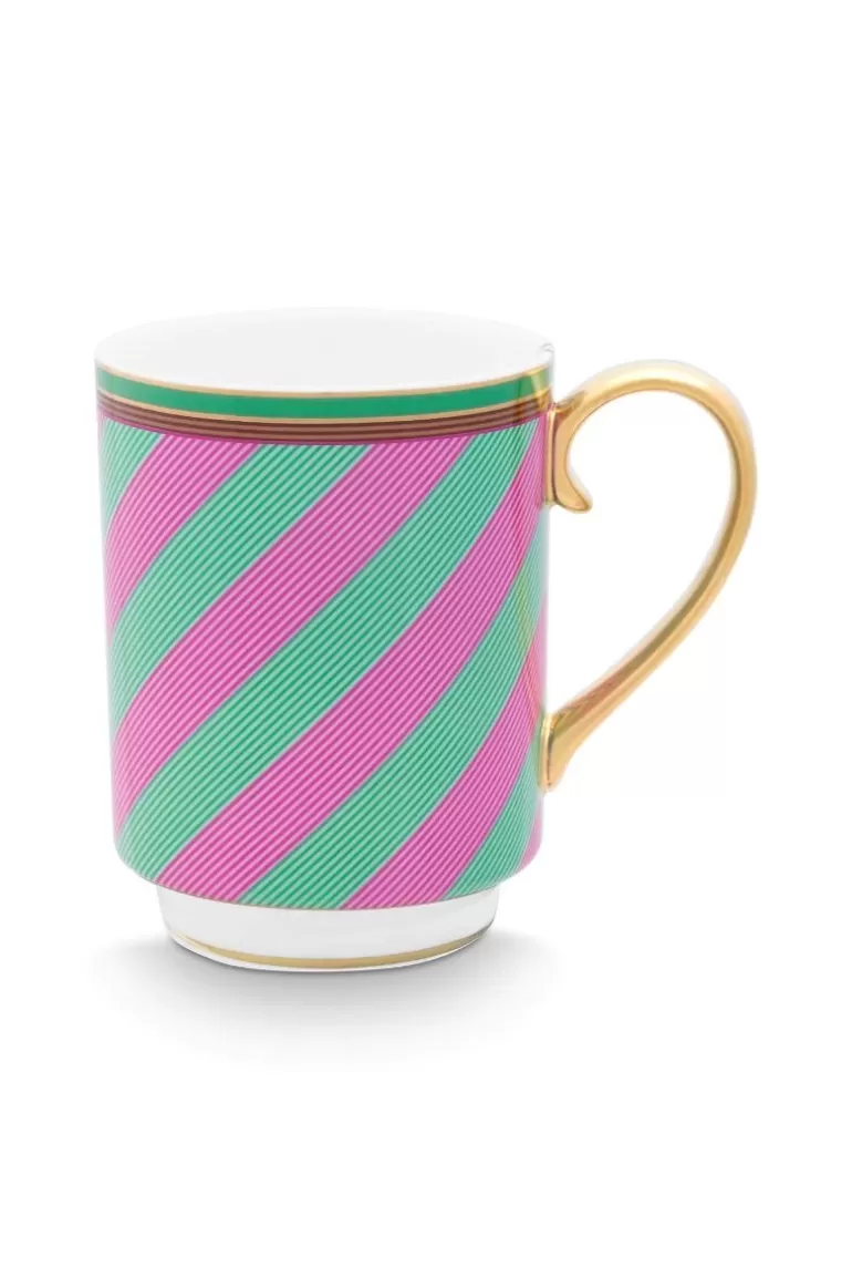 Teetassen<Pip Studio Pip Chique Stripes Tasse Gross Rosa/Grun 350Ml