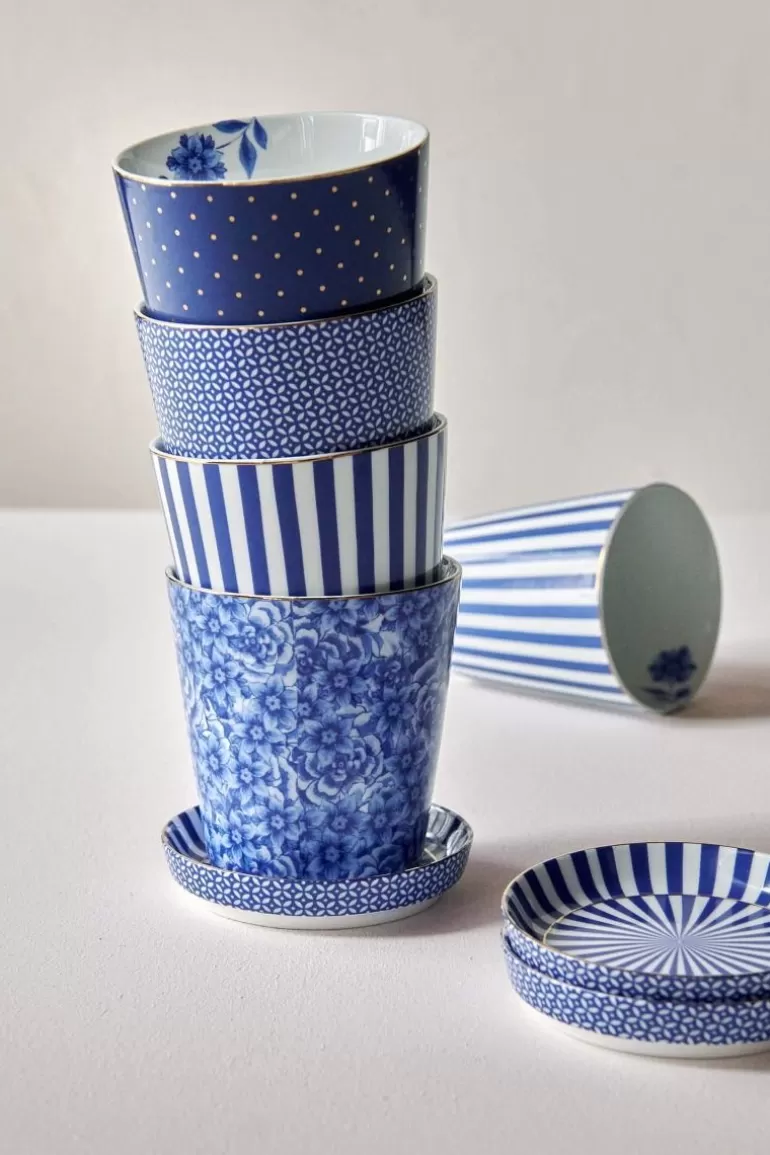 Porzellan Sets<Pip Studio Royal Stripes Tasse & Teebeutelablage Blau