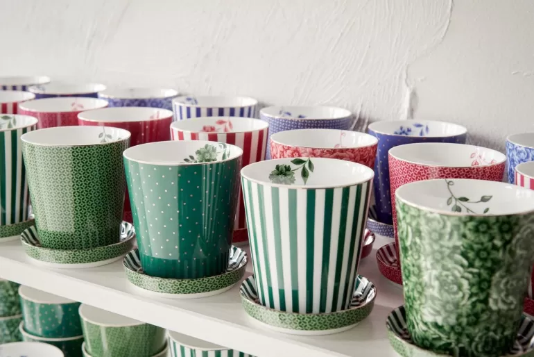 Porzellan Sets<Pip Studio Royal Stripes Tasse & Teebeutelablage Grun