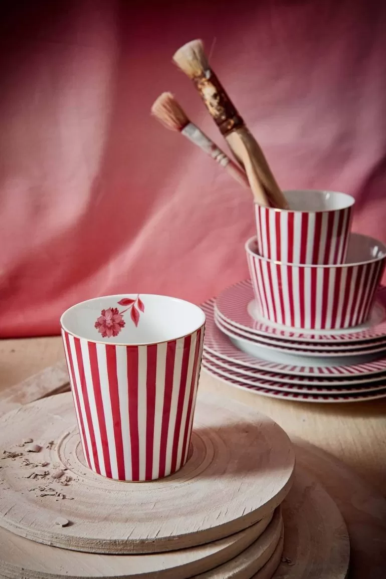 Kaffeetassen<Pip Studio Royal Stripes Tasse Dunkel Rosa