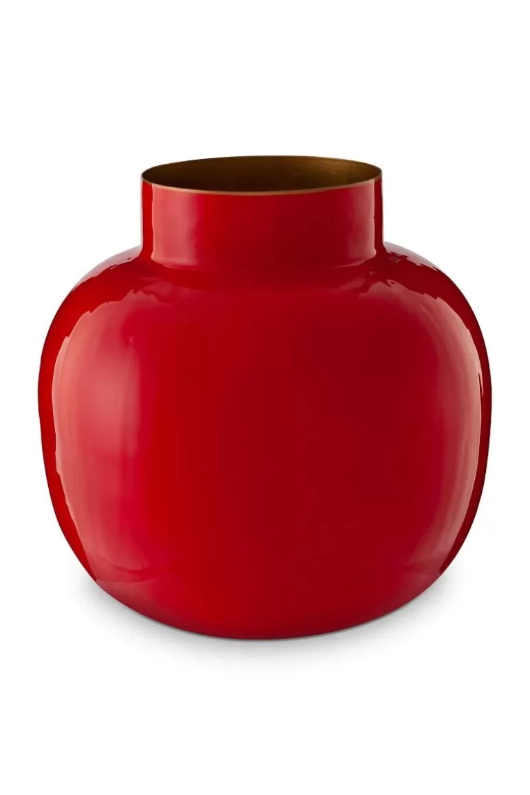 Grose Vasen<Pip Studio Runde Metall Vase 25 Cm Rot