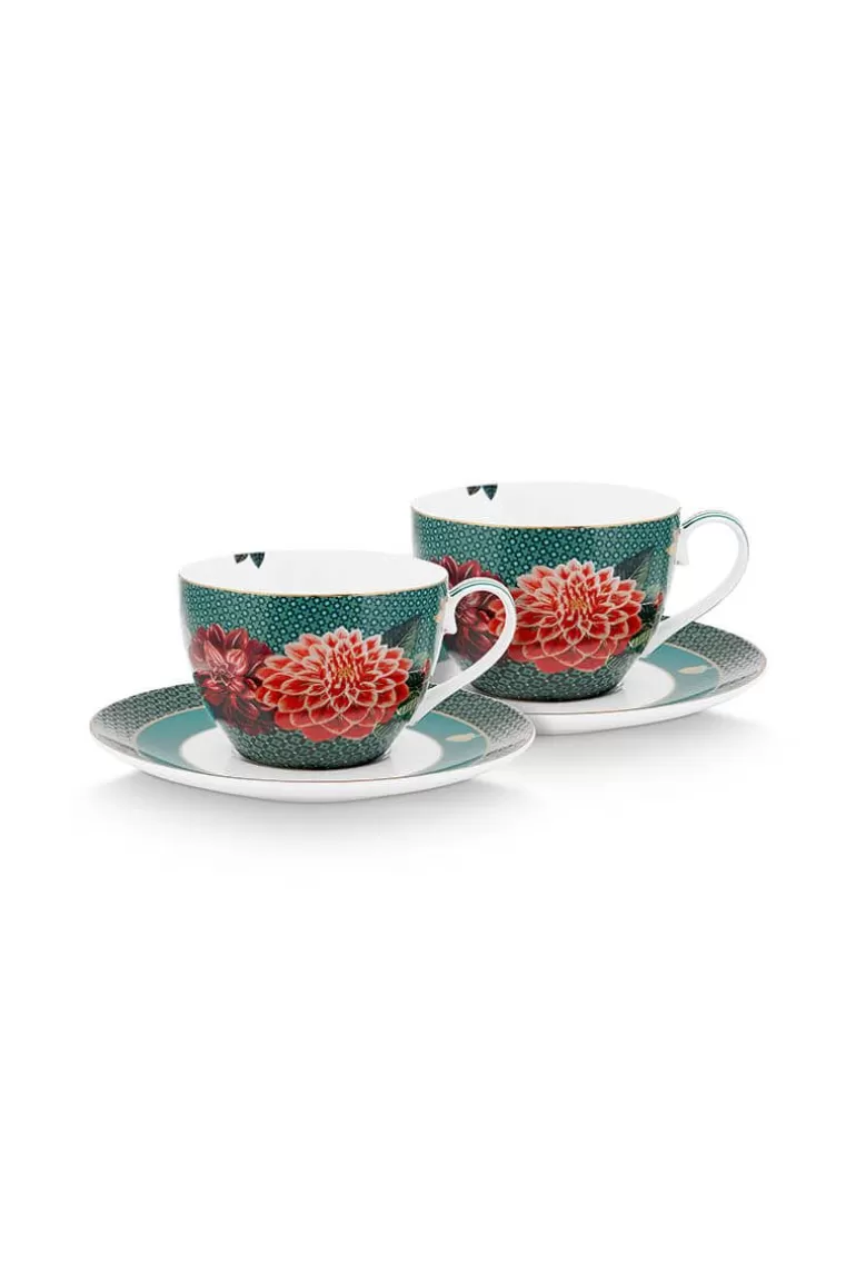 Porzellan Sets<Pip Studio Winter Wonderland Set/2 Cappuccino Tasse & Untertasse Grun